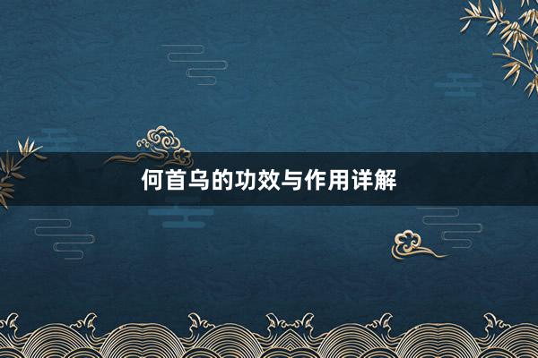何首乌的功效与作用详解